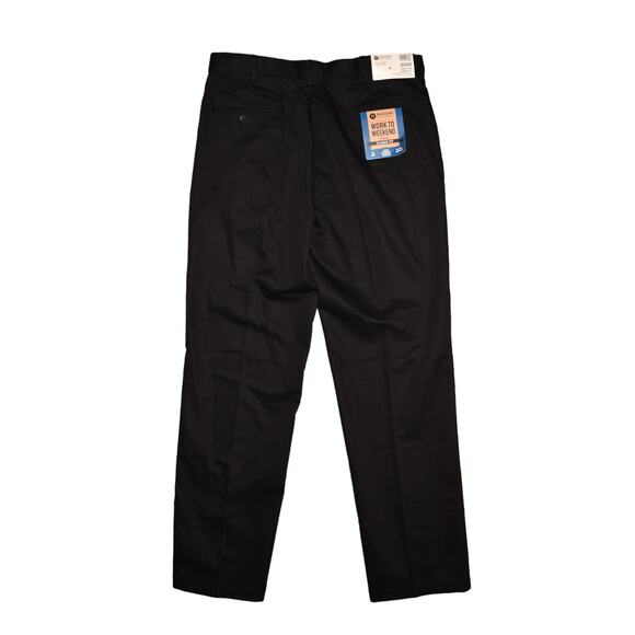 HAGGAR NEW $65 Classic Fit No-Iron Flat Front Khaki Pant in‎ Black Men's 36 - Picture 2 of 4